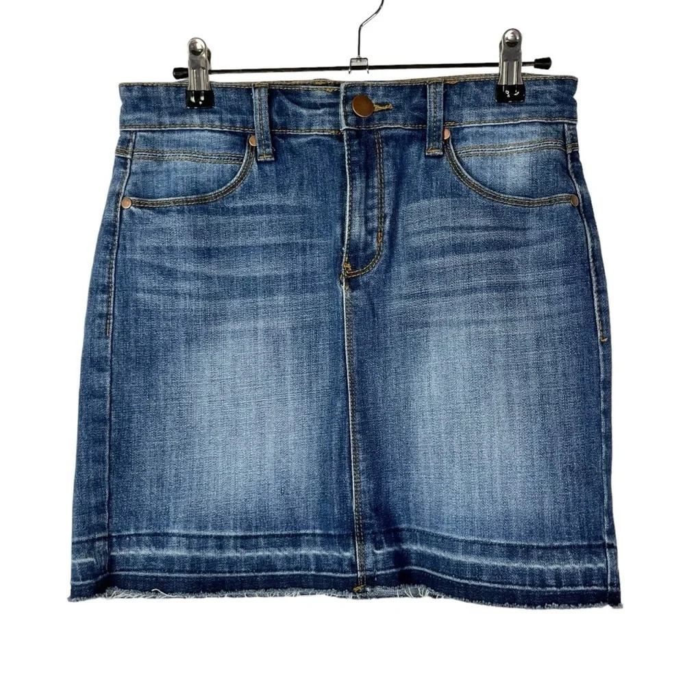 Forever 21 Blue Denim Raw Hem Pencil Mini Skirt M